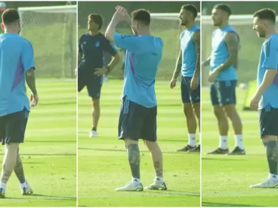 Messi entrenando en Qatar