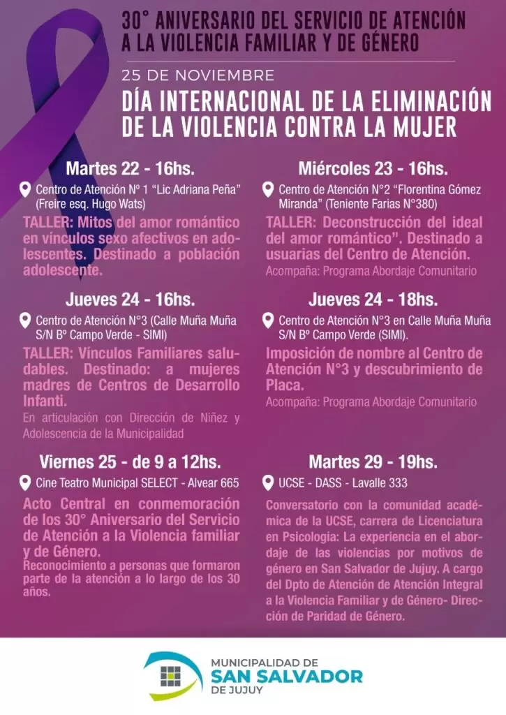 Actividades Día Internacional de la Eliminación de la Violencia contra la Mujer