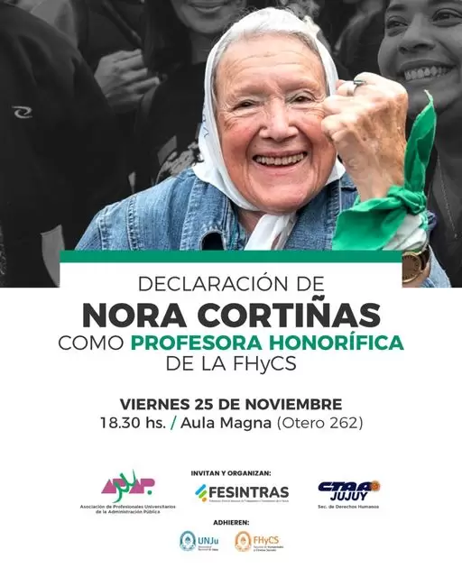 Declararán profesora honorífica a Nora Cortiñas
