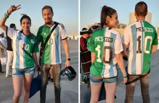 Pareja mexicana que diseño la camiseta "Messico"