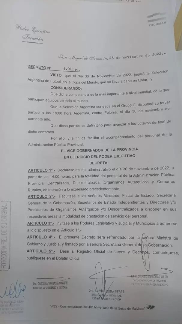 Decreto - Asueto en Tucumán