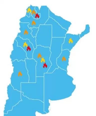 Mapa de incendios forestales del Servicio Nacional de Manejo del Fuego