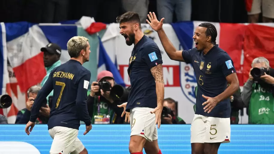 El festejo del segundo gol de Francia