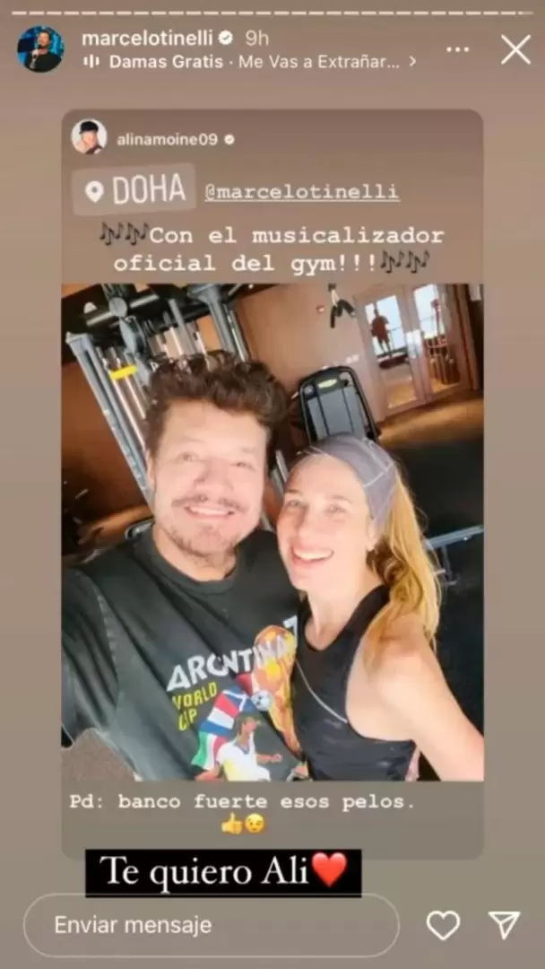 Historia de Instagram entre Marcelo Tinelli y Alina Moine