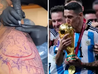 Di María se tatúa la Copa del Mundo