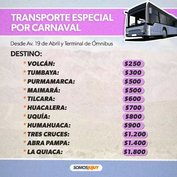 Transporte especial por carnaval 2022