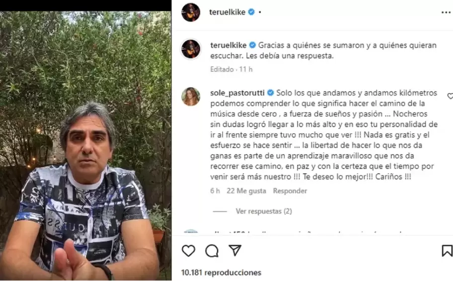 Captura de pantalla de la transmisión de Teruel en Instagram