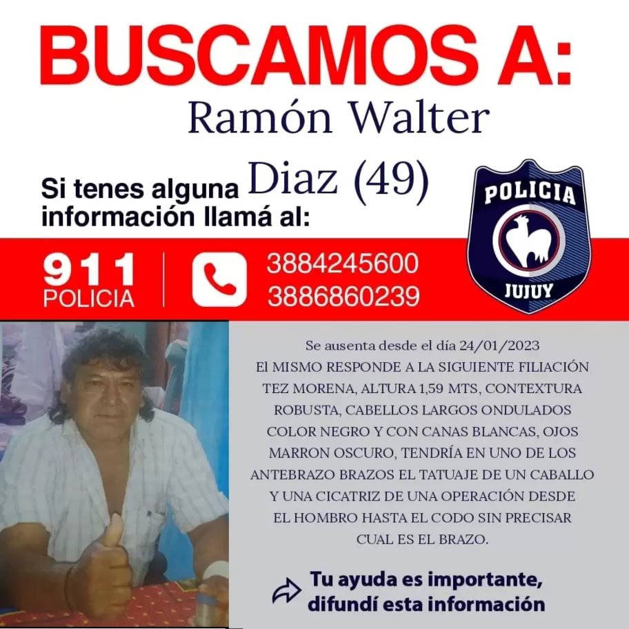 Buscan a Ramón Walter Díaz