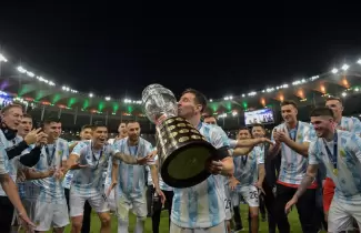 Messi celebra la obtención de la Copa América