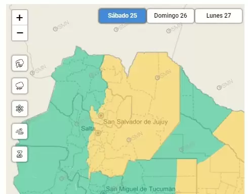 Alerta amarillo en Jujuy