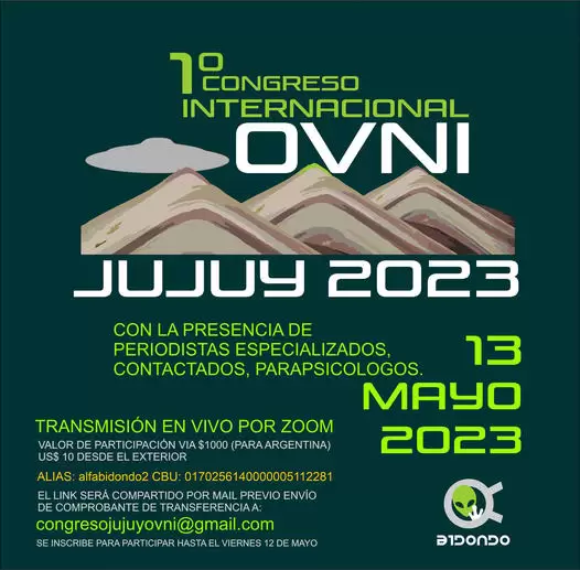 Flyer de invitación al 1º Congreso OVNI Jujuy 2023