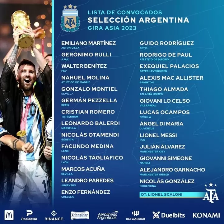 convocados gira asia seleccion argentina