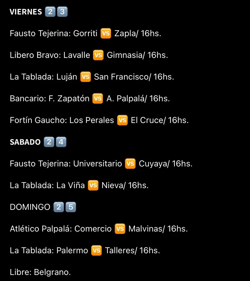 fixture liga jujeña viernes