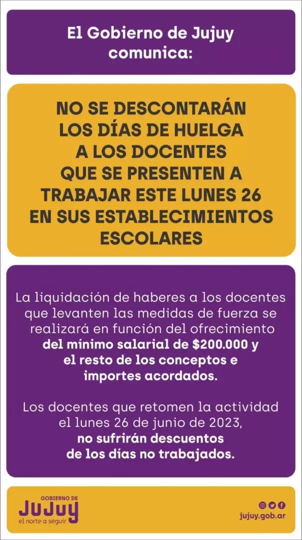 Comunicado del Gobierno de Jujuy