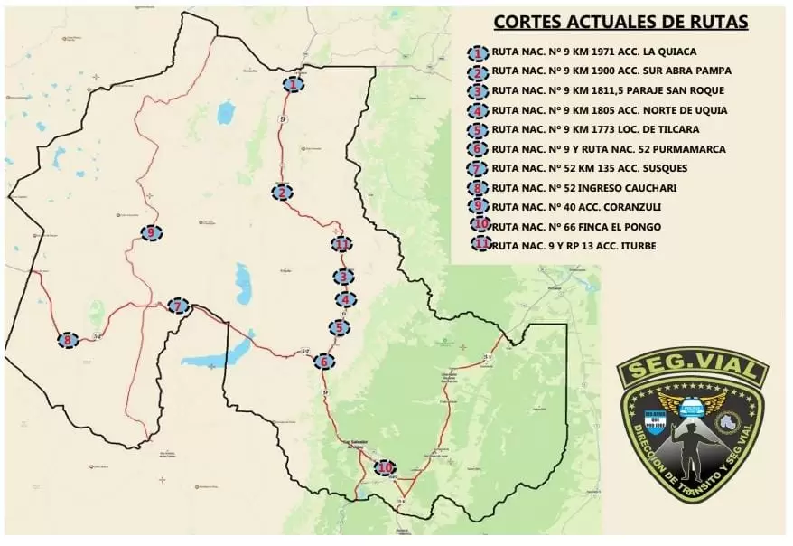 Cortes actuales de ruta - Actualización a las 16:30