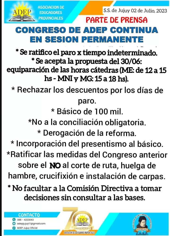 Lo resuelto por el congreso de Adep el domingo 2 de julio