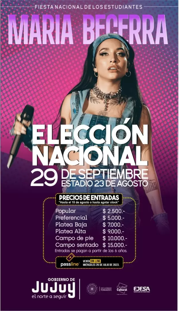 Maria Becerra en Jujuy - Precio de las entradas