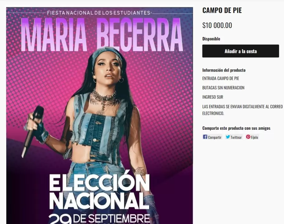 Cuenta falsa que estafa con entradas para el show de María Becerra