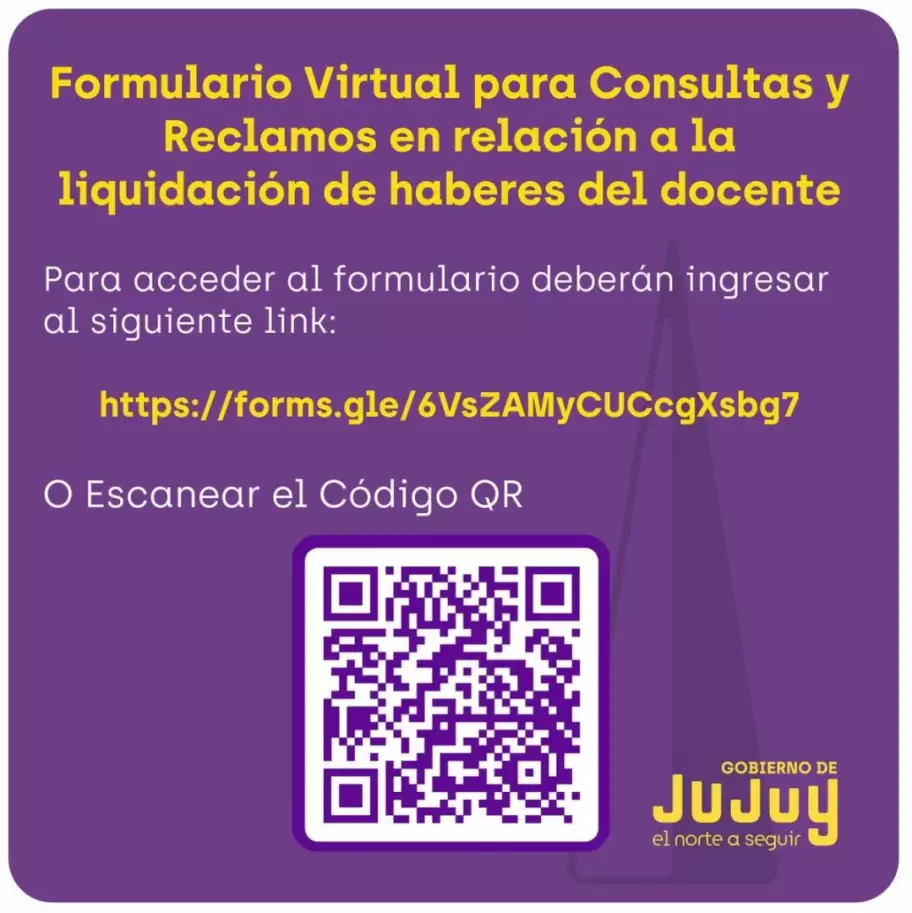 Código QR para denunciar el error de liquidación de haberes docentes