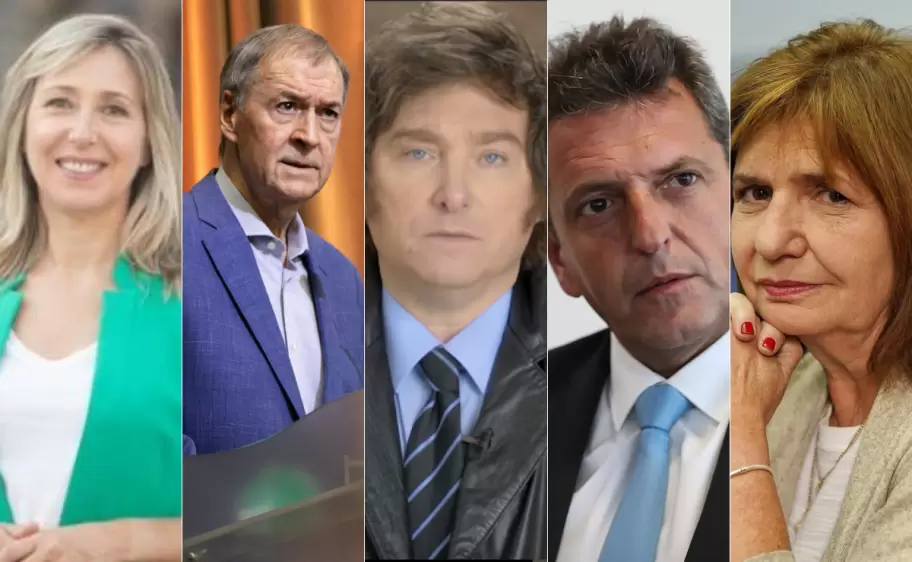 Javier Milei, Patricia Bullrich, Sergio Massa, Juan Schiaretti, Myriam Bregman, los canidatos presidenciales que quedaron tras las PASO