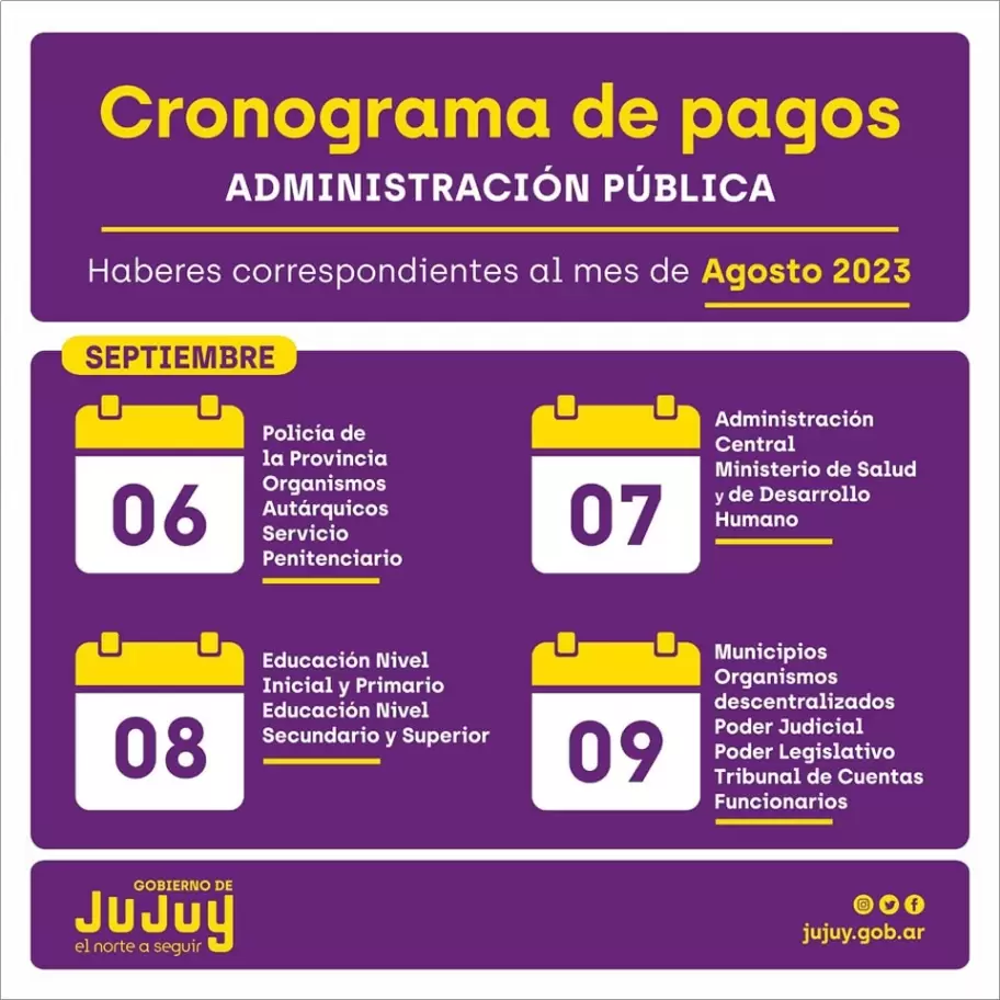 Jujuy El 6 De Septiembre Inicia El Cronograma De Pagos Somos Jujuy 6315