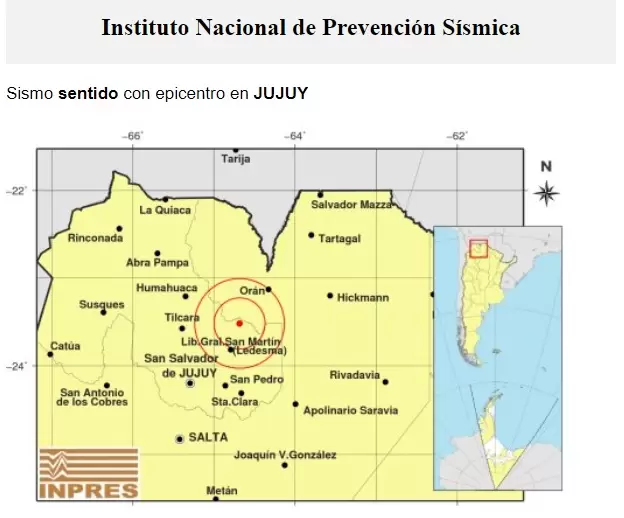 Sismo en Jujuy