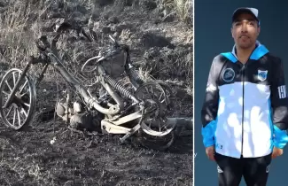 La moto en la que viajaba Jos� Luis se incendi� luego del choque
