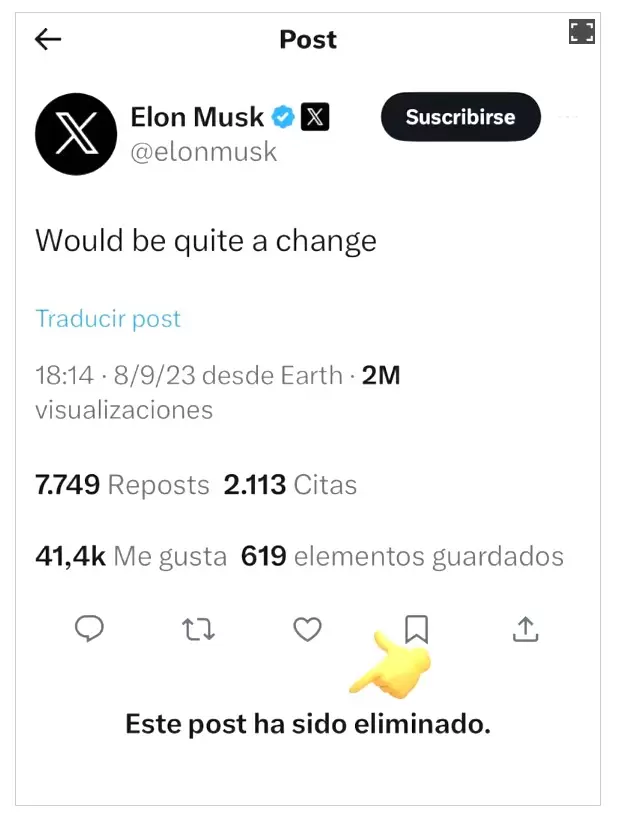 Elon Musk Tuit - Captura de pantalla