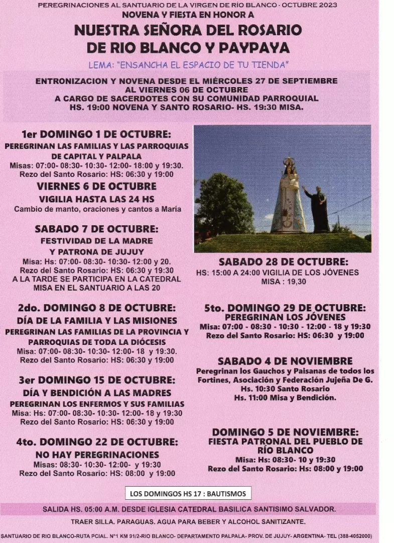 Programa fiesta de la Virgen de Río Blanco