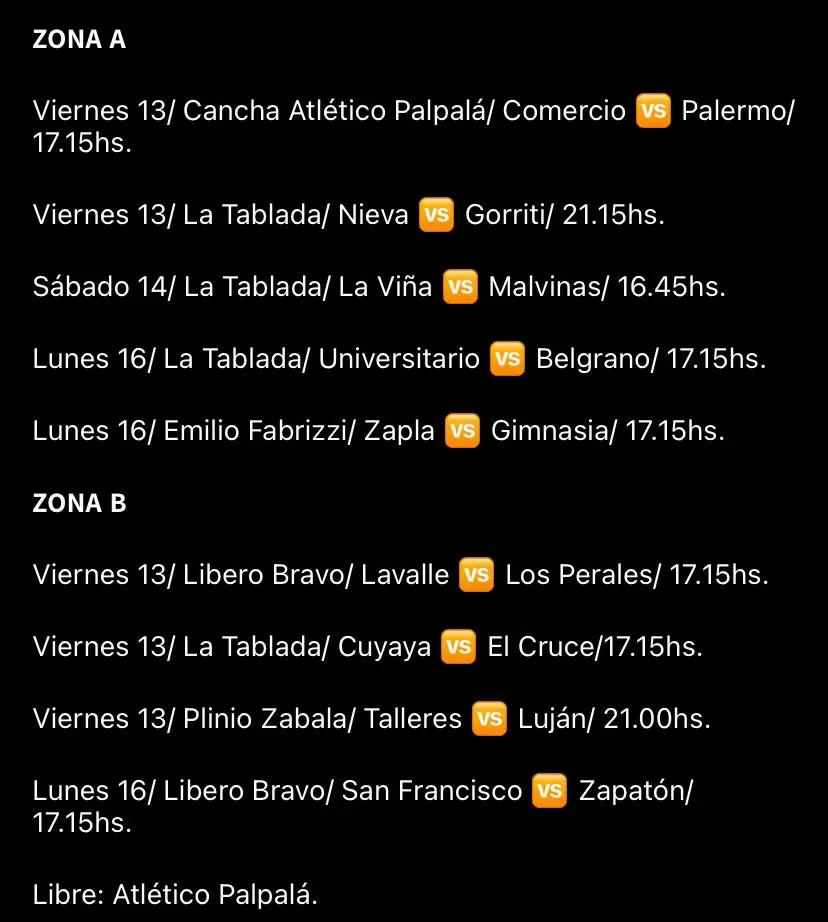 Fixture de la Liga Jujeña, fecha 5.