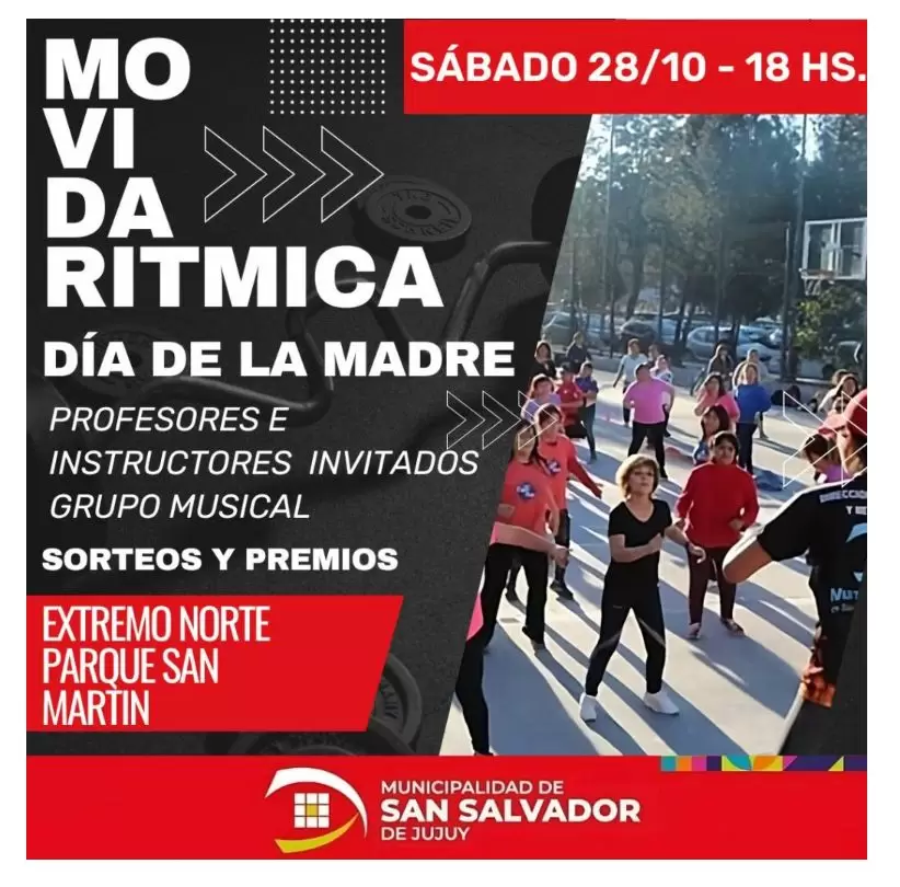 Flyer oficial del evento: "Movida Rítmica por el Dia de la Madre".
