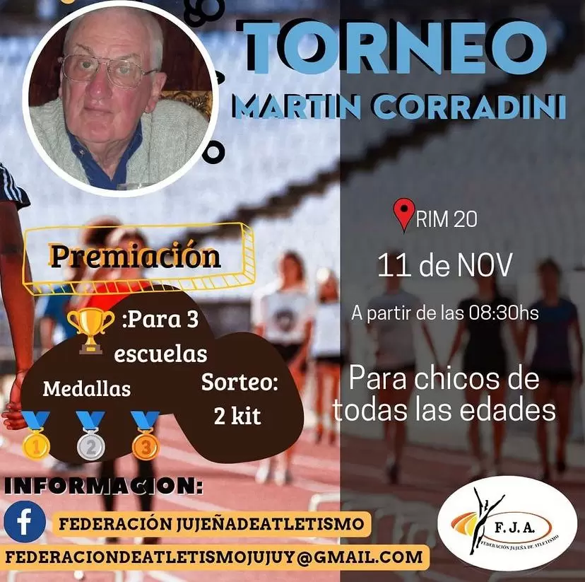 Torneo Martin Corradini de Atletismo, flyer oficial.