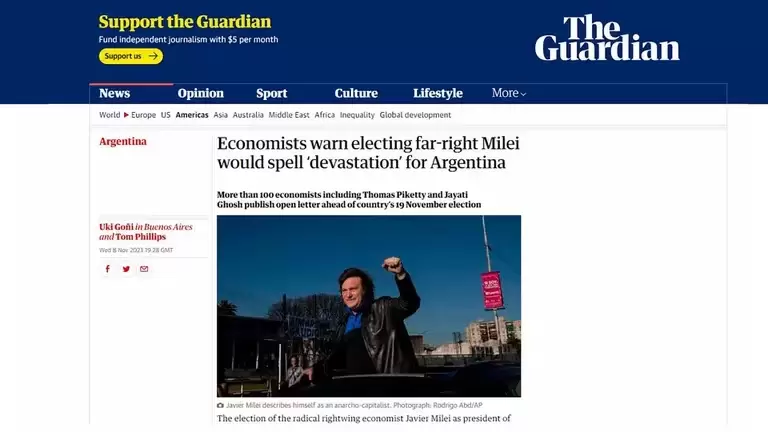 El artculo de The Guardian sobre Javier Milei