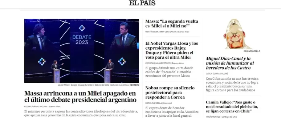 Así reseñó El País, de España, el resultado del debate presidencial en Argentina