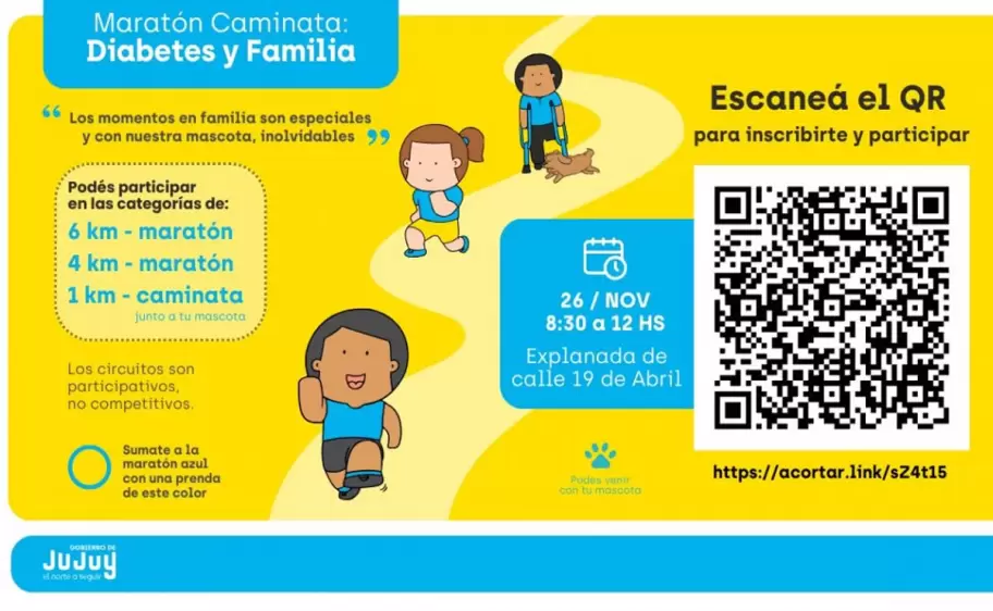 Flyer oficial de la Maratn - Caminata "Diabetes y Familia".