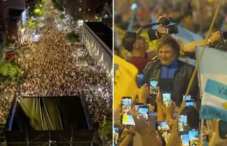 Milei utiliz� una foto de la marcha del orgullo como su fuera su cierre de campa�a en C�rdoba