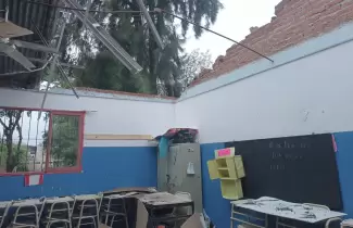 Escuela primaria afectada por el temporal - La Pampita
