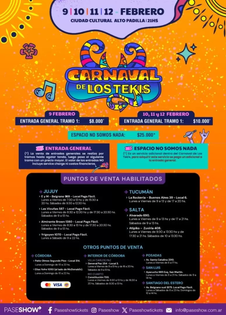 Venta de entradas para el Carnaval de Los Tekis