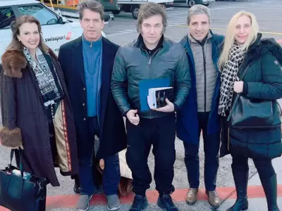 Javier Milei y su comitiva en Davos