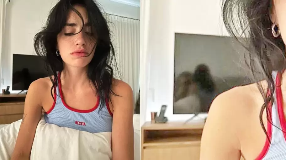 Lali Espósito se sacó una foto en la cama y el reflejo del televisor la traicionó: con quién durmió