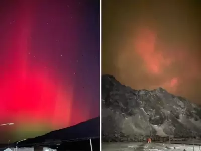 Una intensa tormenta solar caus auroras australes en Ushuaia y la Antrtida