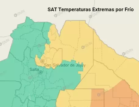 Mapa de fro extremo en Jujuy