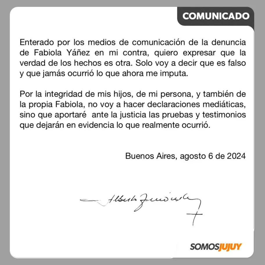 Comunicado de Alberto Fernndez