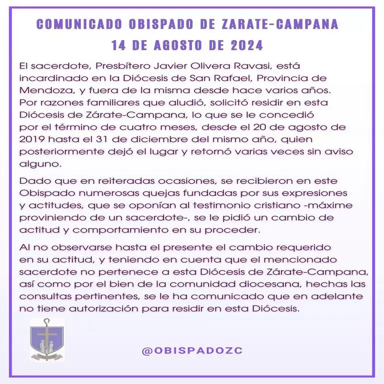 comunicado Obispado Zrate-Campana