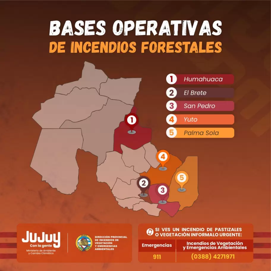 Bases de incendios forestales en Jujuy