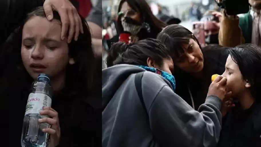 Una nia recibi el impacto del gas pimienta, durante la represin del operativo policial durante la protesta contra el veto de la reforma jubilatoria