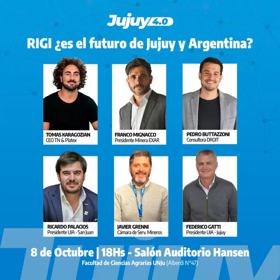 Los panelistas que estarn presentes en la segunda charla denominada RIGI. Es el futuro de Jujuy y Argentina?