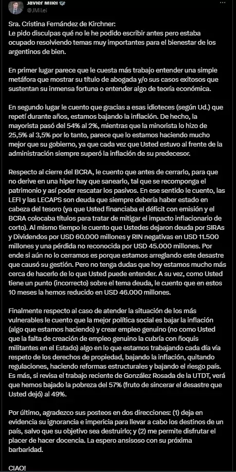 respuesta milei
