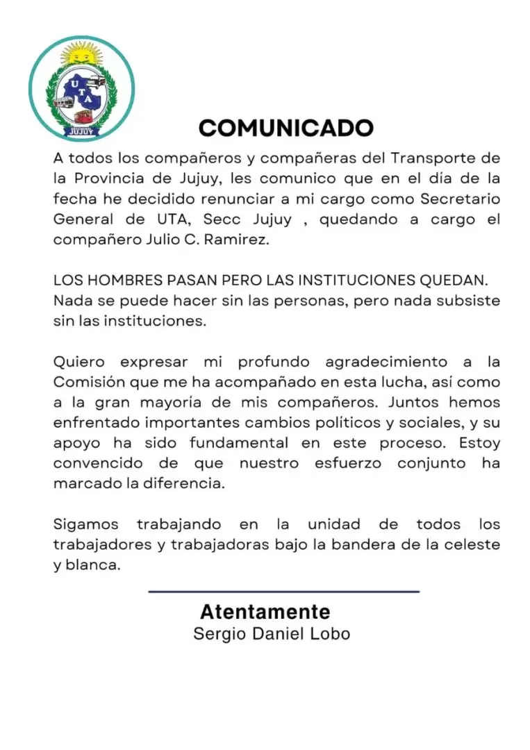 Renuncia Sergio Lobo