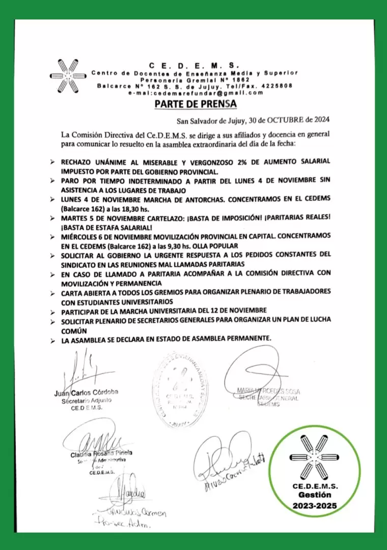 comunicado Cedems